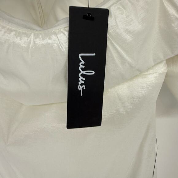 NWT Lulus Fanciful Feat Taffeta Off-The-Shoulder Bodycon Mini Dress White Size L - Picture 7 of 10